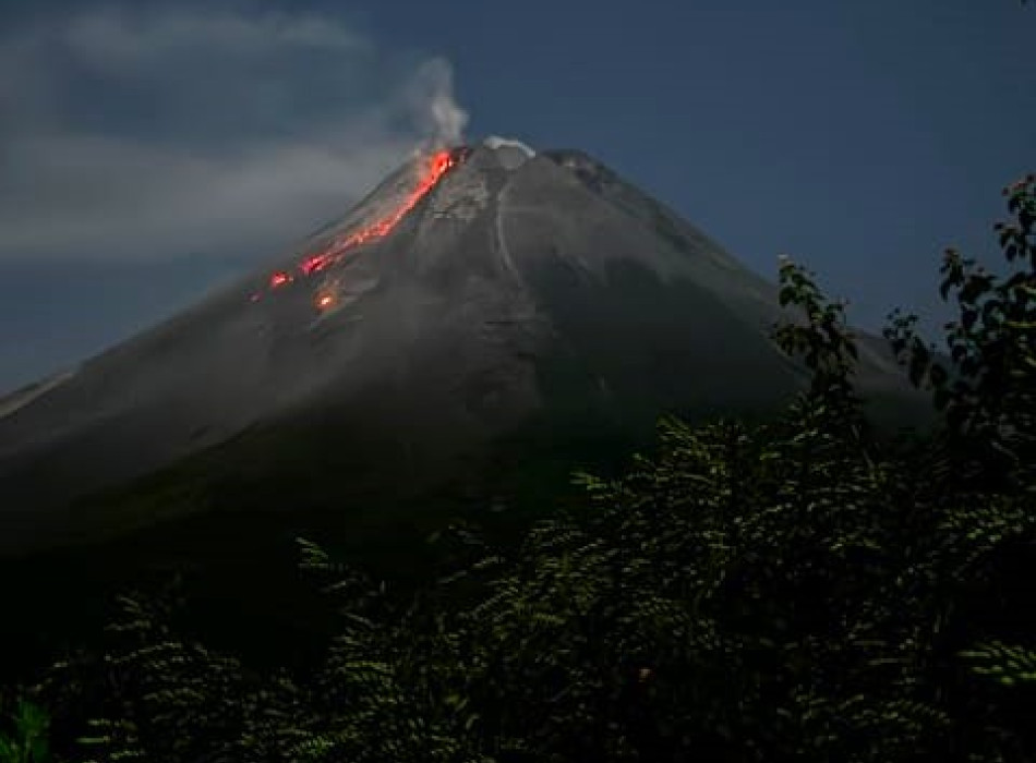 Yogyakarta Volcano : Mount Merapi Lava Flow View from Turgo Hill