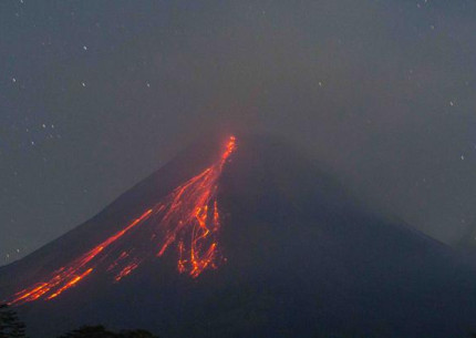 Yogyakarta Volcano : Mount Merapi Lava Flow View from Turgo Hill