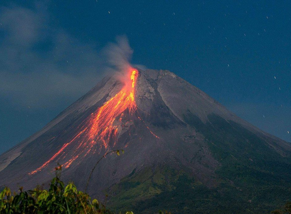 Yogyakarta Volcano : Mount Merapi Lava Flow View from Turgo Hill