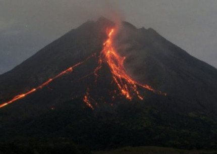 Mount Merapi Night Lava Flow from Srumbung Village