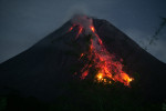 Mount Merapi Night Lava Flow from Srumbung Village