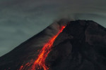 Mount Merapi Night Lava Flow from Srumbung Village