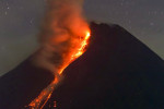Mount Merapi Night Lava Flow from Srumbung Village