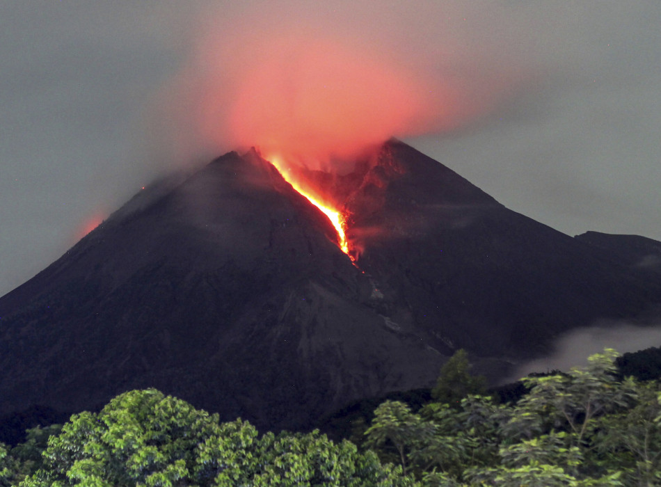 Mount Merapi Night Lava Flow from Srumbung Village