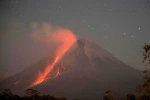 Mount Merapi Night Lava Flow from Srumbung Village